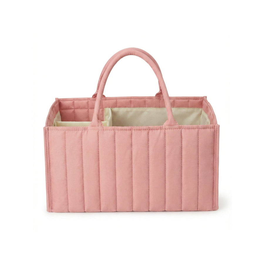 Pink Quilted Nappy Caddy