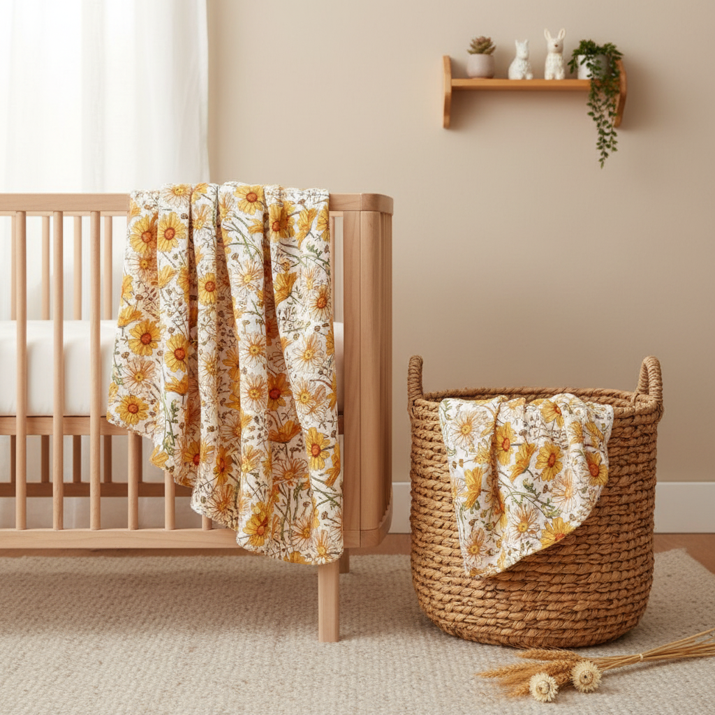 Floral Muslin Swaddle Blanket