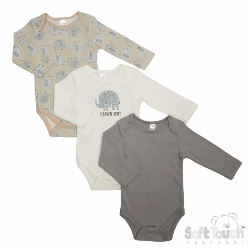 Baby Triple Pack Elephant Bodysuits