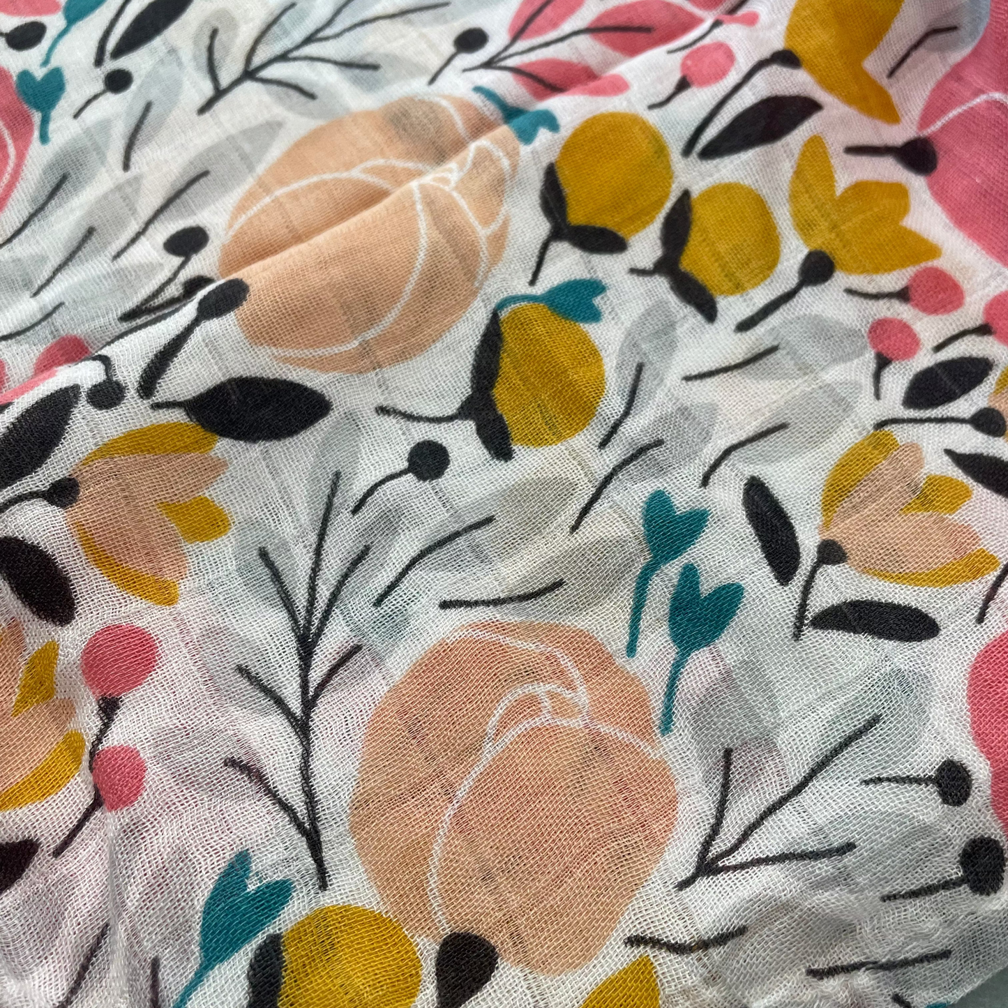 Floral Muslin Swaddle Blanket