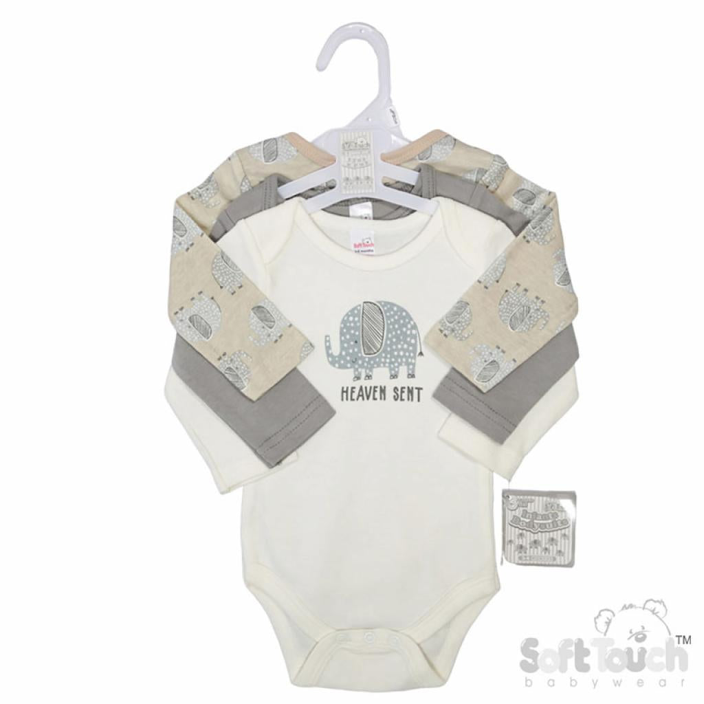 Baby Triple Pack Elephant Bodysuits