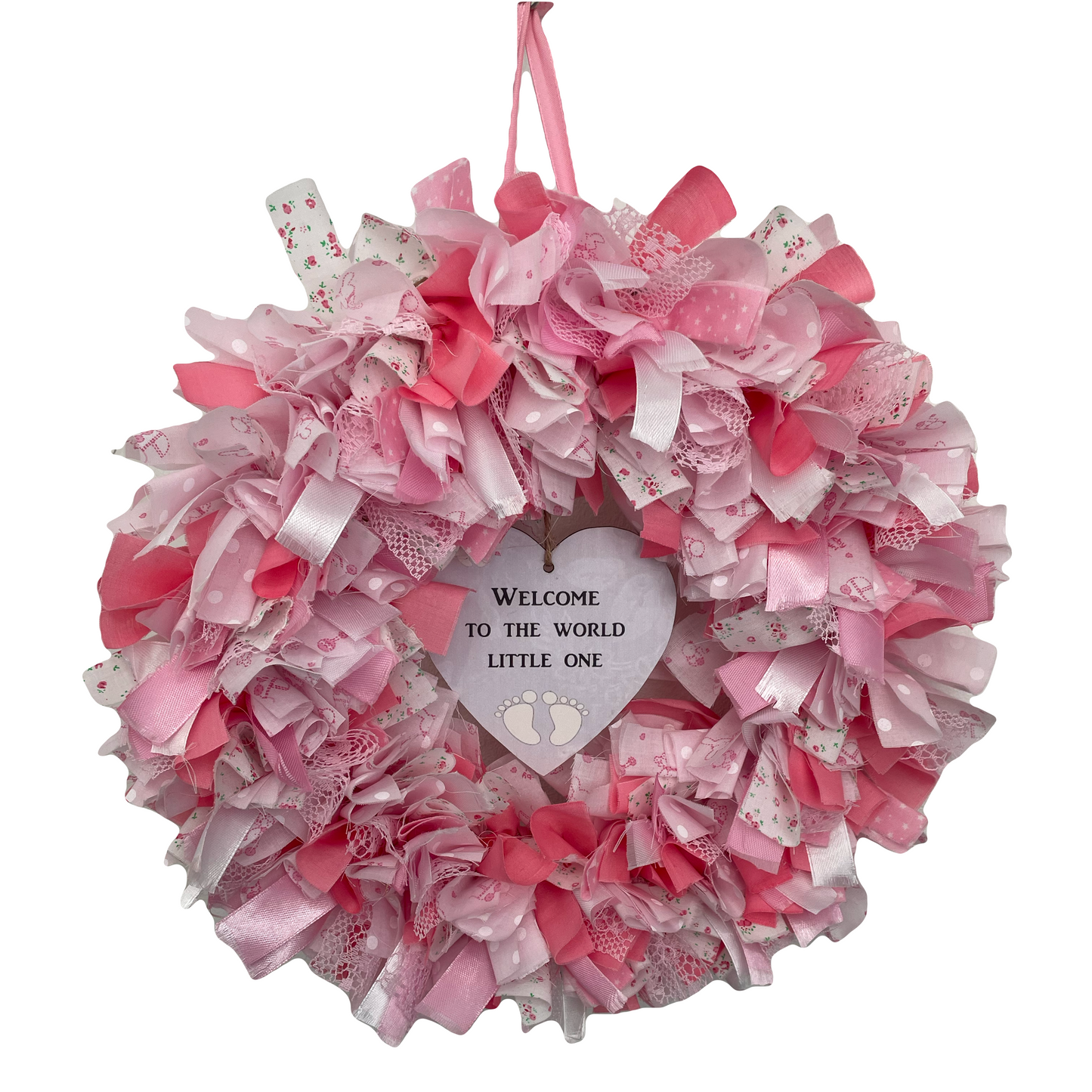 Handmade Rag Wreath - Pink