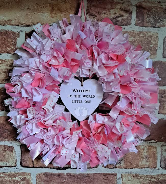 Handmade Rag Wreath - Pink