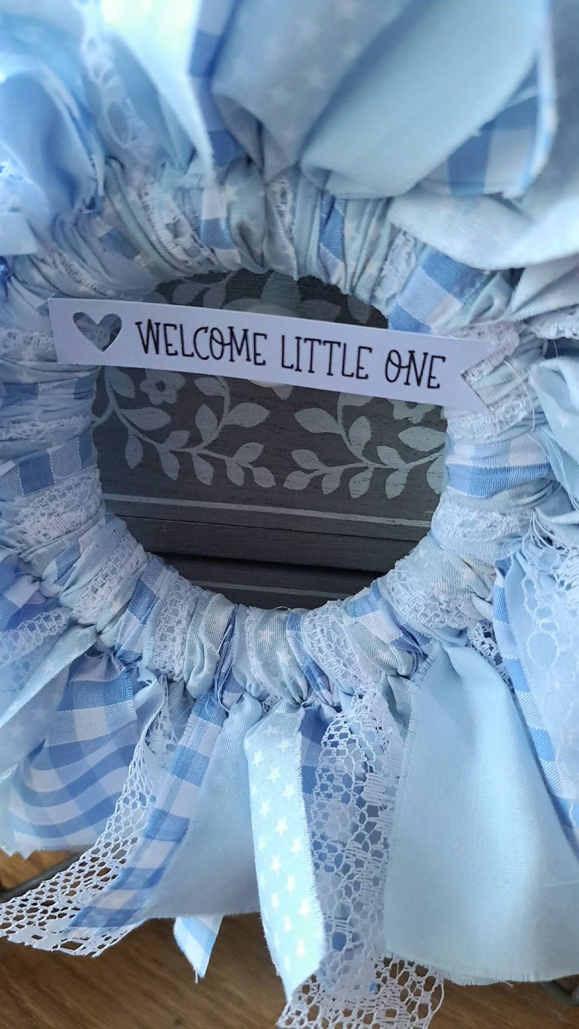 Handmade Rag Wreath - Blue