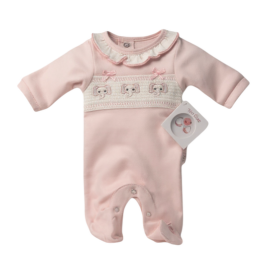 Tiny Baby Elephant Smocked Sleepsuit