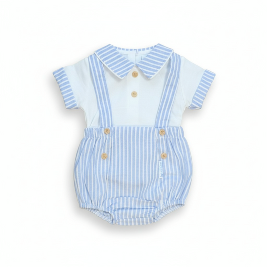 Baby Boys Oxford Stripe Dungaree Outfit
