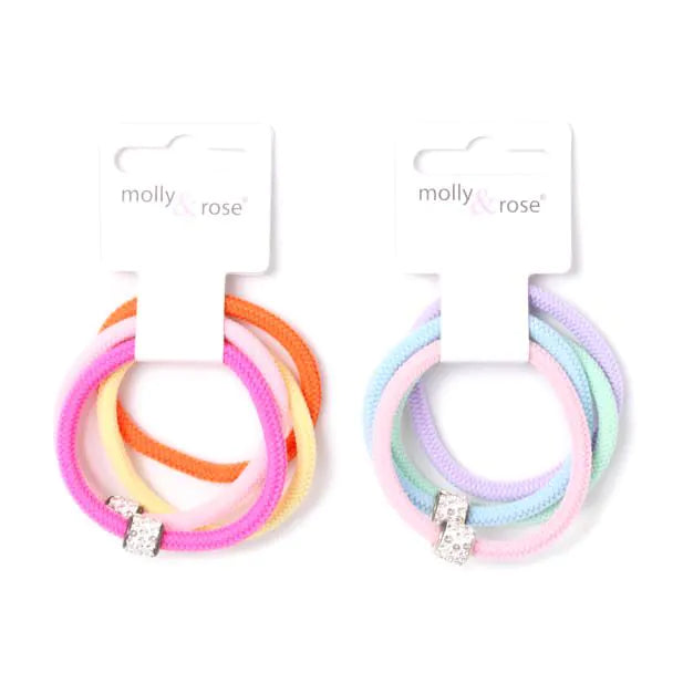 Set of 4 Diamanté Charm Hair Elastics
