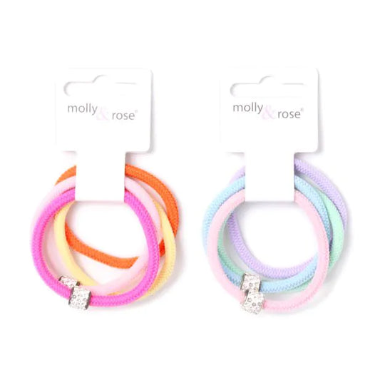 Set of 4 Diamanté Charm Hair Elastics