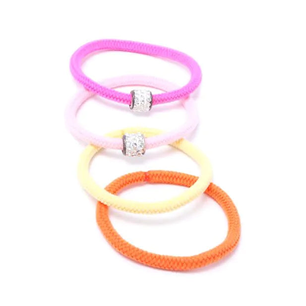 Set of 4 Diamanté Charm Hair Elastics