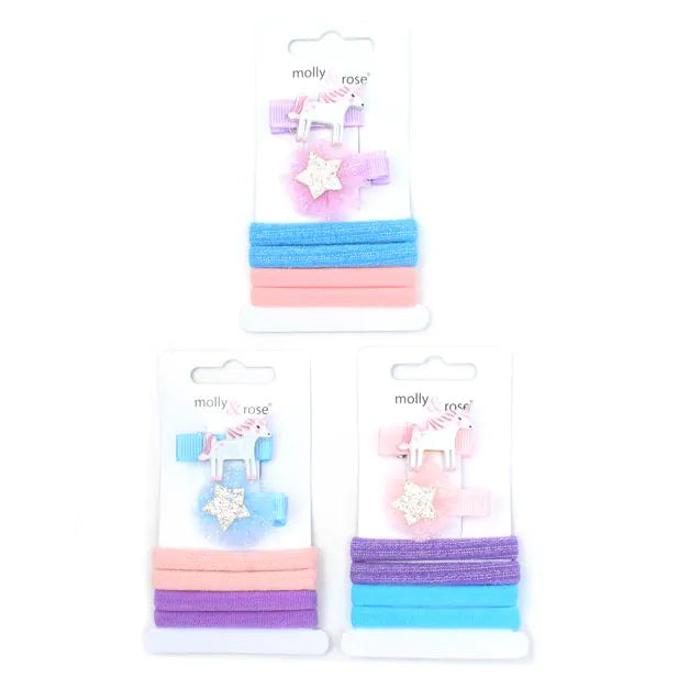 Unicorn Clips & Jersey Elastics Set