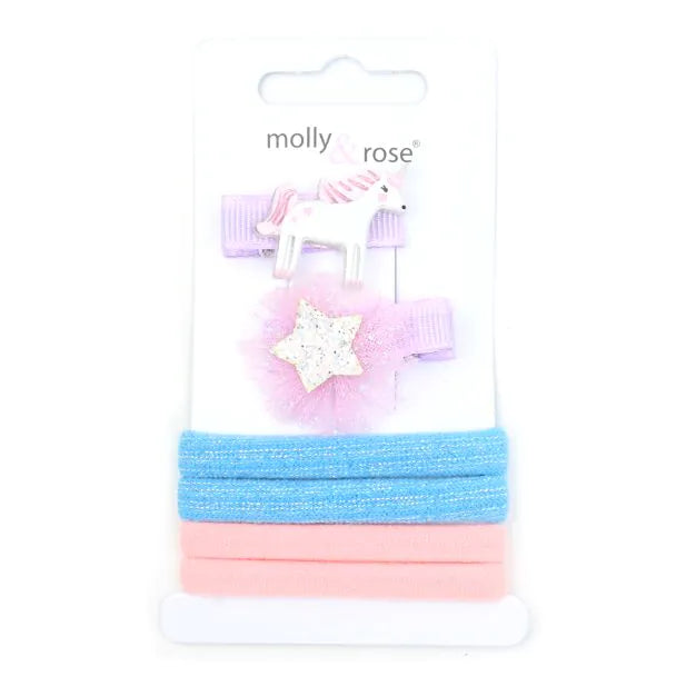 Unicorn Clips & Jersey Elastics Set