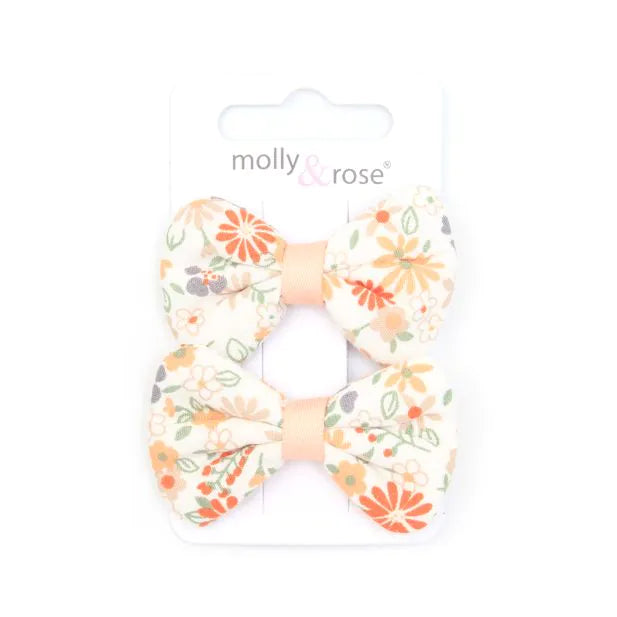 Set Of 2 Floral Bow Clips