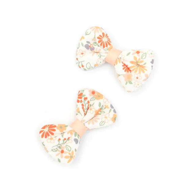 Set Of 2 Floral Bow Clips