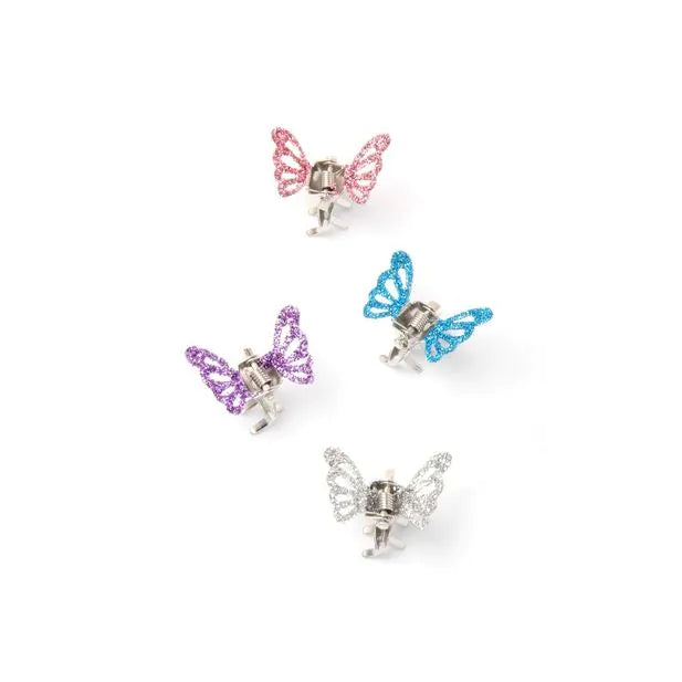 Set Of 6 Glitter Butterfly Mini Clamps