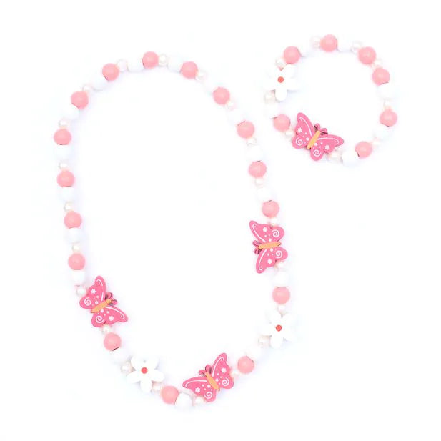 Butterfly Bead Necklace & Bracelet Set