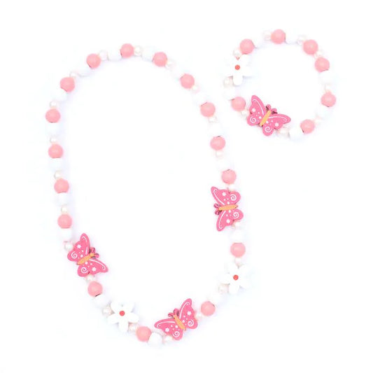 Butterfly Bead Necklace & Bracelet Set
