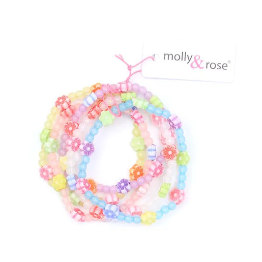Pack Of 5 Frosted Beads And Daisy Bracelets