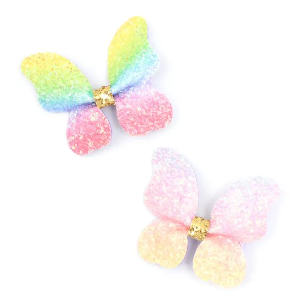 Rainbow Glitter Butterfly Hair Clips
