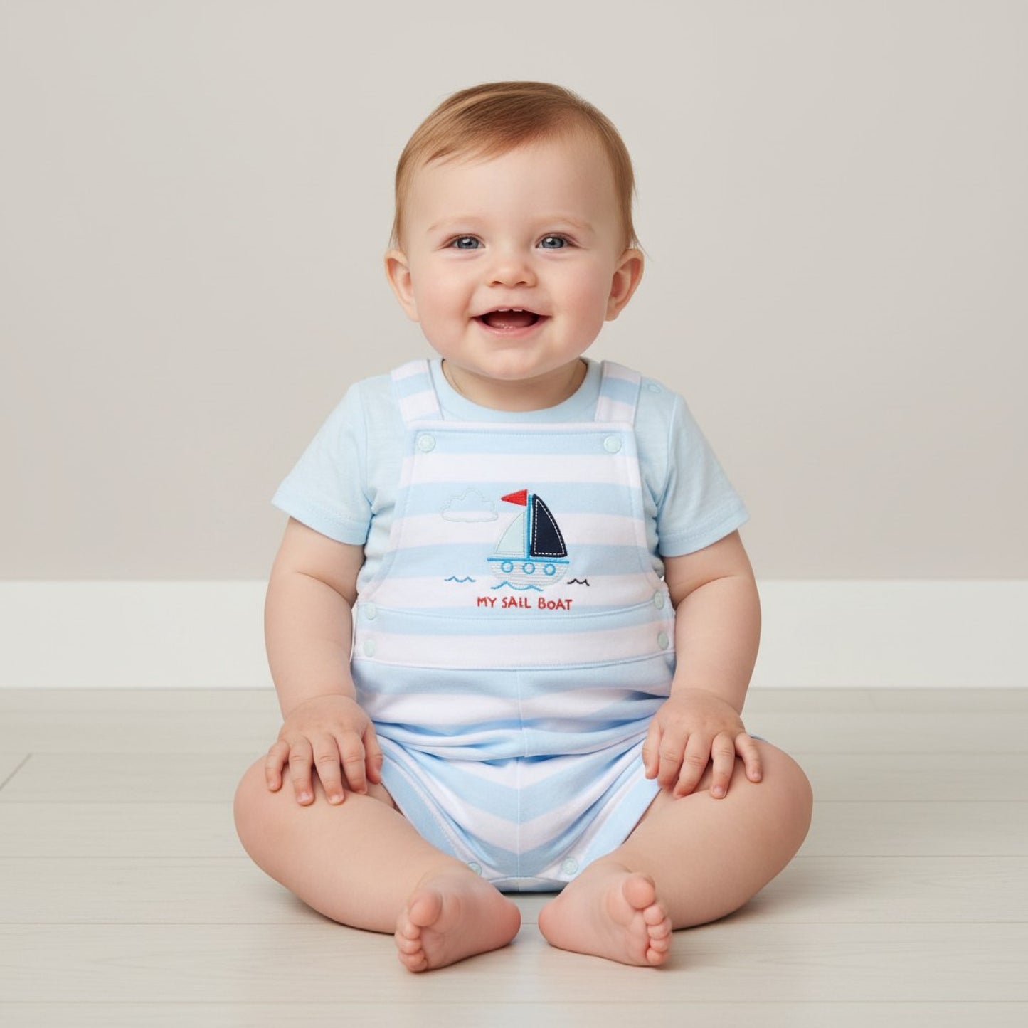 Baby Boys Sail Boat Dungaree Outfit