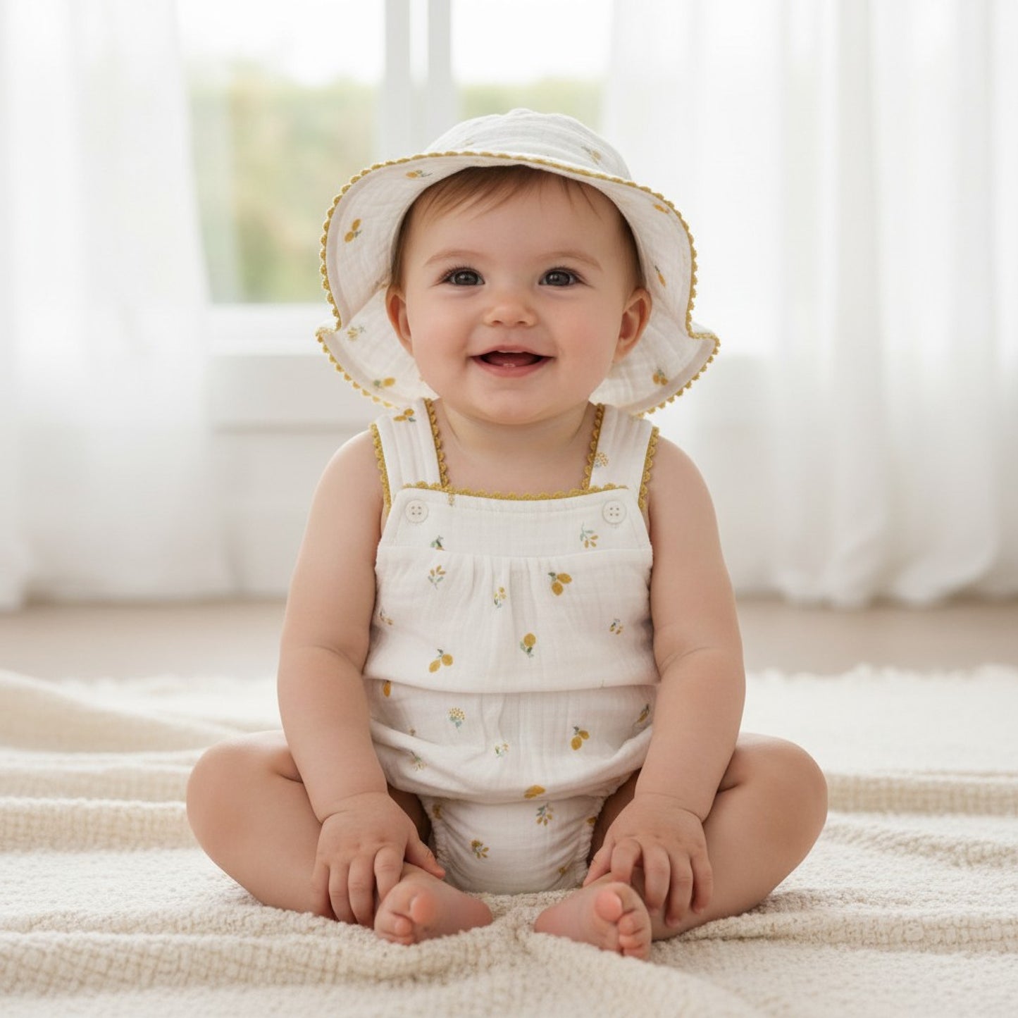 Baby Girls Lemon Romper & Hat