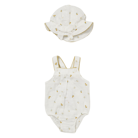 Baby Girls Lemon Romper & Hat