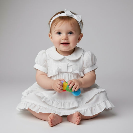 Baby Girls White Broderie Anglaise Dress