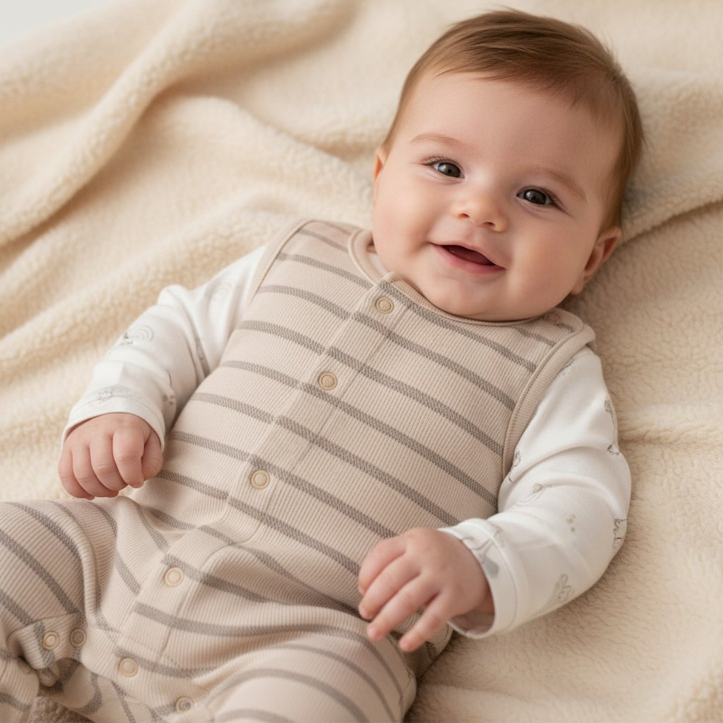 Baby Organic Stripe Dungaree Outfit