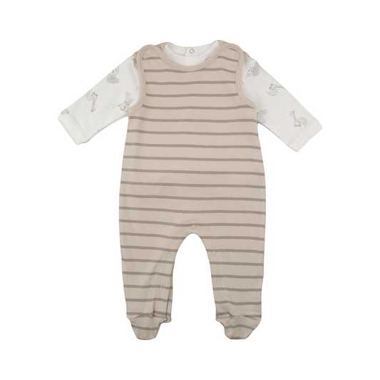 Baby Organic Stripe Dungaree Outfit