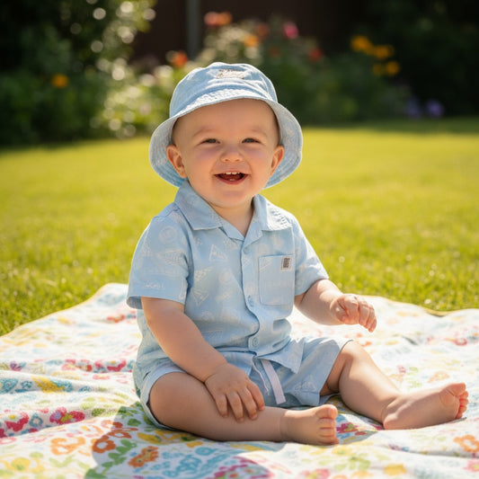 Baby Boys Shorts & Shirt Outfit with Hat