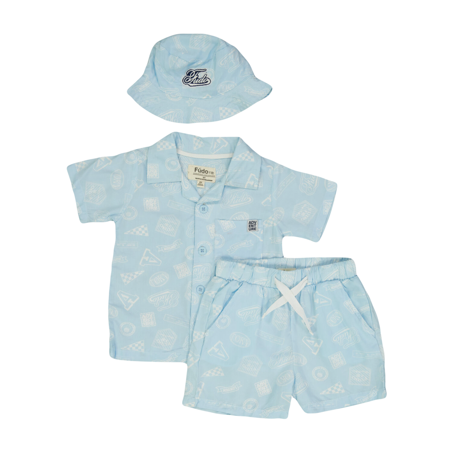Baby Boys Shorts & Shirt Outfit with Hat