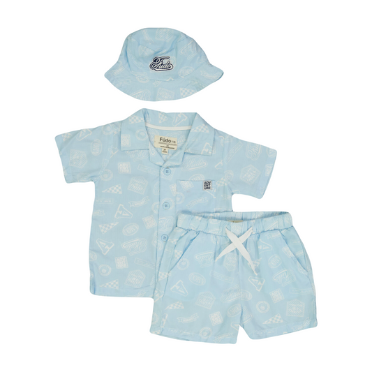 Baby Boys Shorts & Shirt Outfit with Hat