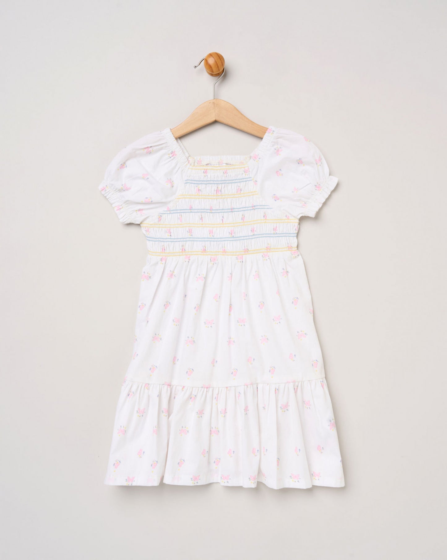 Girls Floral Shirred Dress with Scrunchie