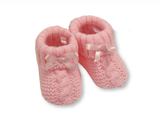 Pink Cable Knit Booties