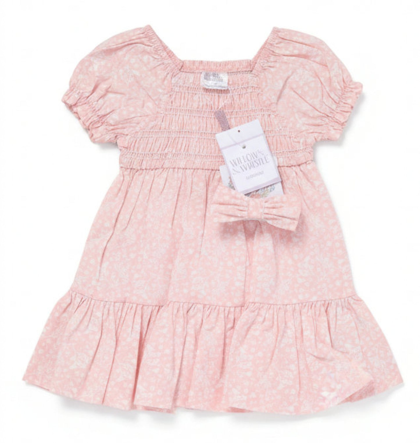Baby Girls Floral Shirred Dress with Headband