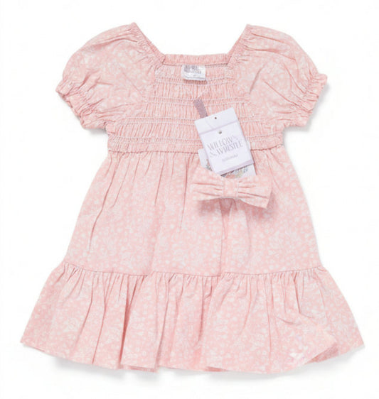 Baby Girls Floral Shirred Dress with Headband
