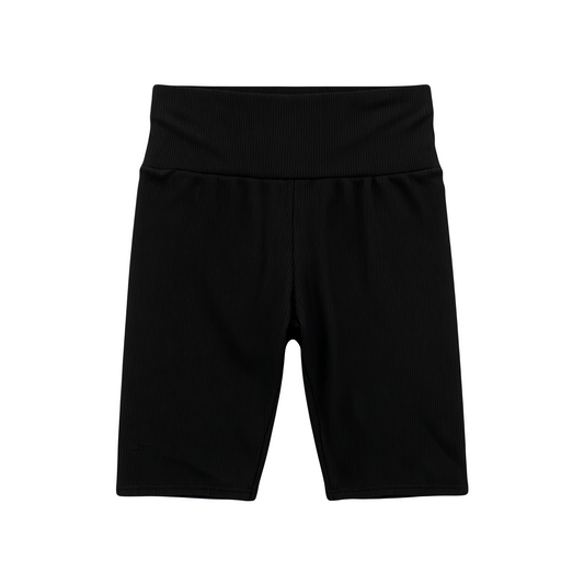 Black Ribbed Cycle Shorts