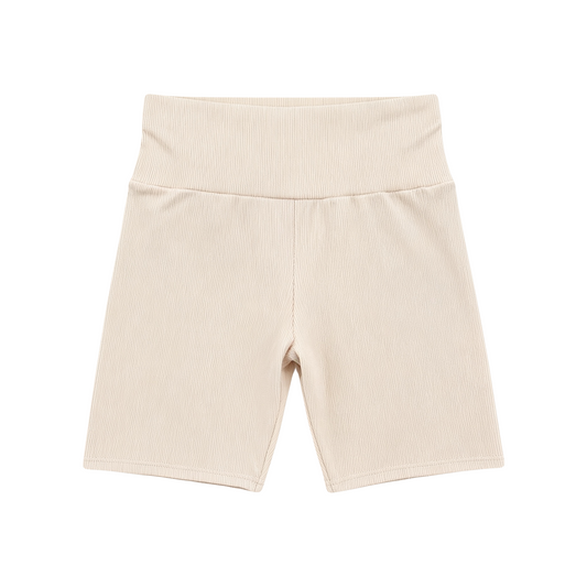 Beige Ribbed Cycle Shorts