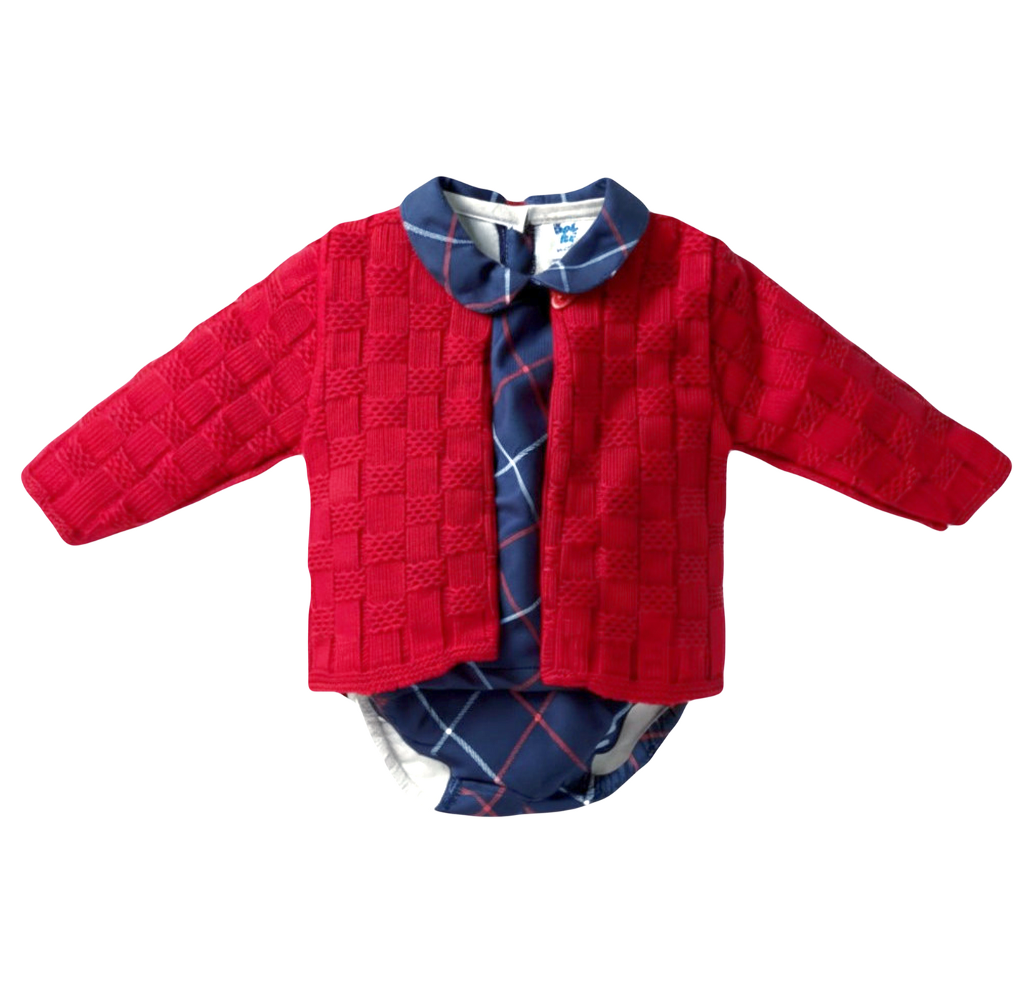 Baby Checked Outfit with Cardigan