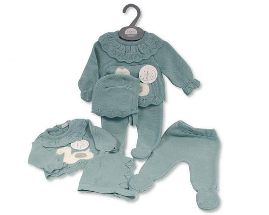 Baby Girls Swan Knitted Outfit with Bonnet