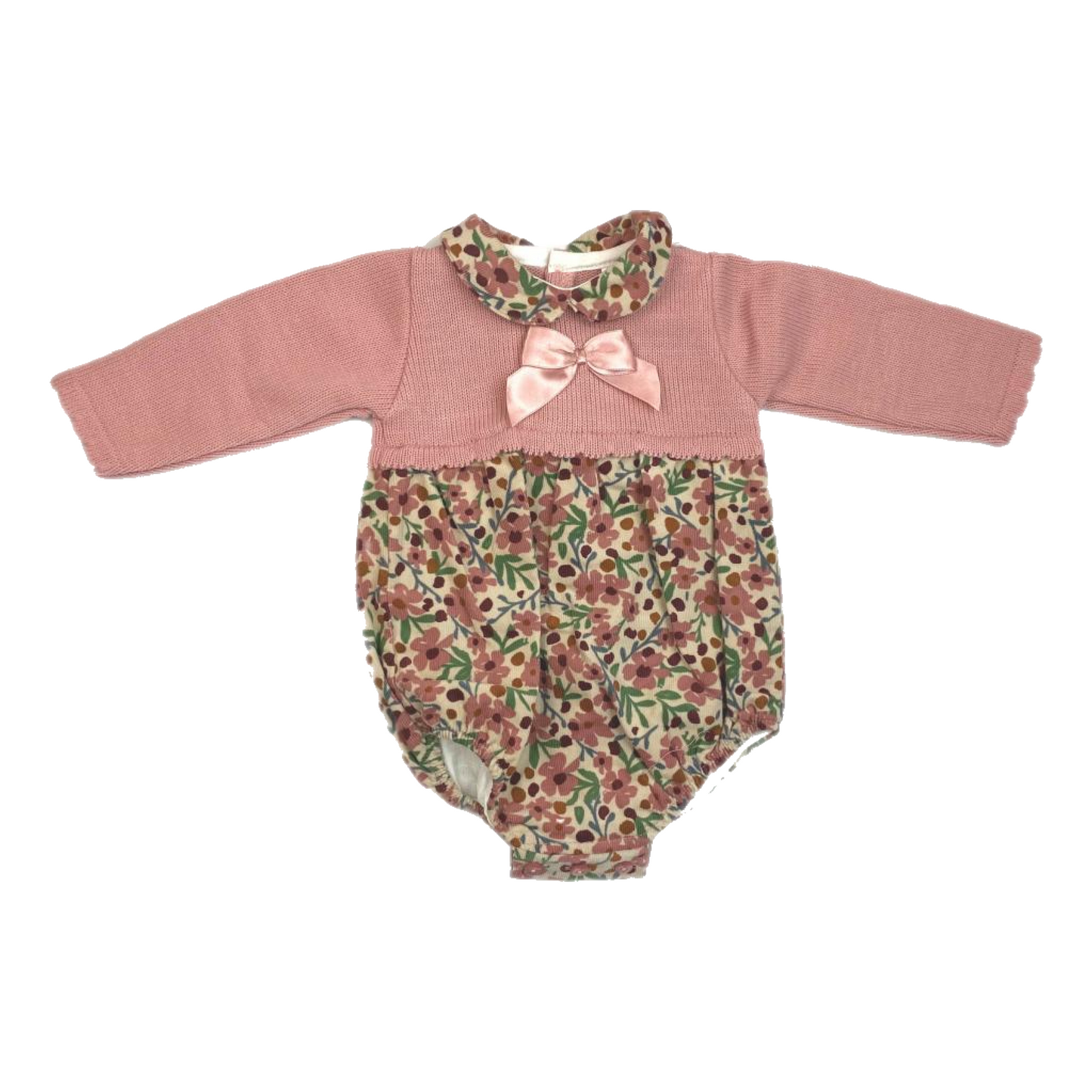 Baby Girls Knit & Floral Corduroy Romper