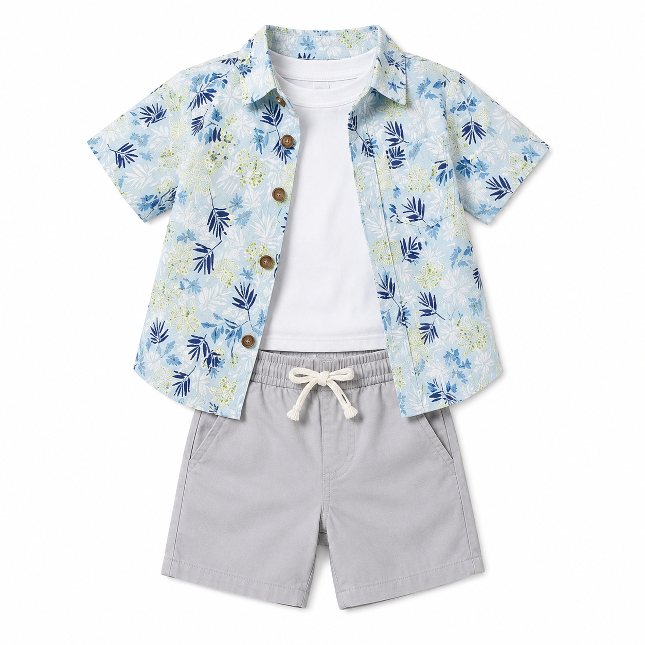 Baby Boys Beach Shirt, T-Shirt & Shorts Outfit