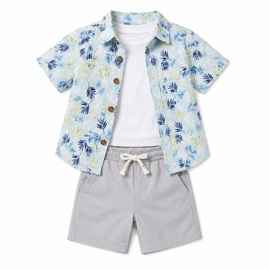 Baby Boys Beach Shirt, T-Shirt & Shorts Outfit