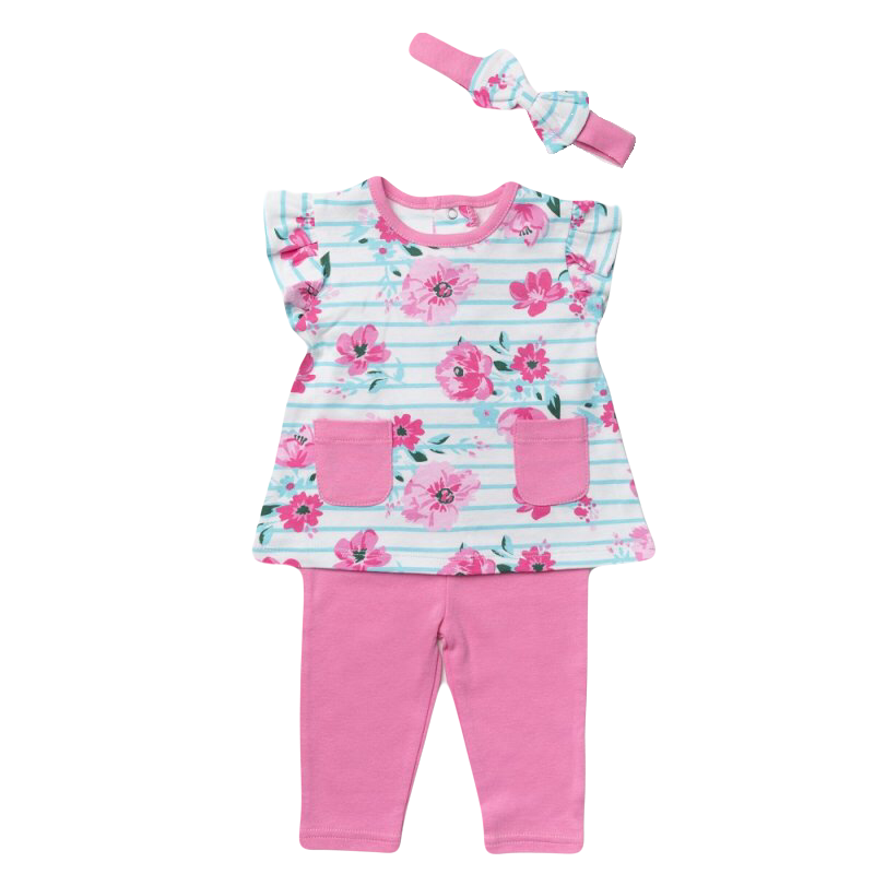 Baby Girls Floral Top, Leggings & Headband