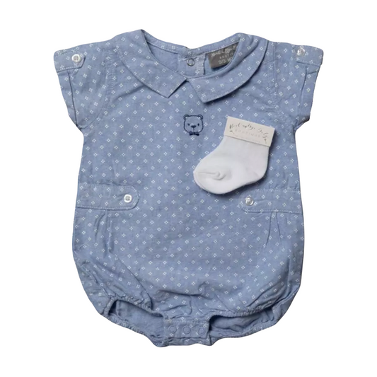 Baby Boys Teddy Romper with Socks