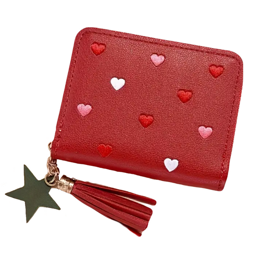 Red Heart Embroidered Purse