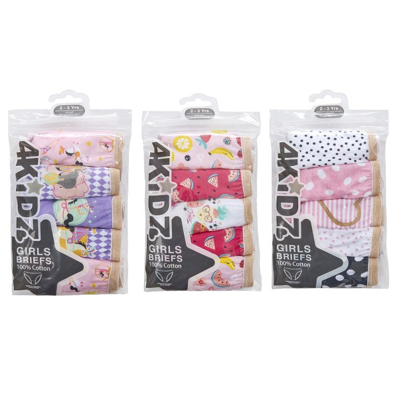 Girls 5 Pack of Briefs