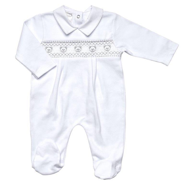 Baby Teddy Cross Stitch Cotton Sleepsuit | Oscar & Me | Baby & Children’s Clothing & Accessories