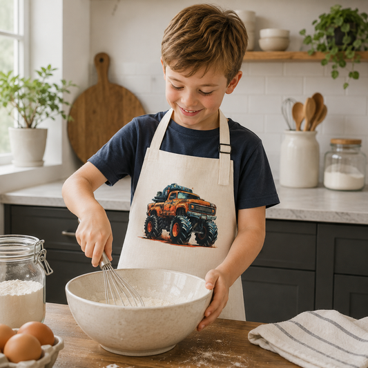 Orange Monster Truck Apron