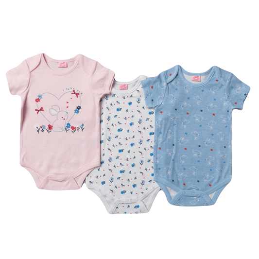 Baby Girls 3 Pack Bunny Bodysuits | Oscar & Me | Baby & Children’s Clothing & Accessories