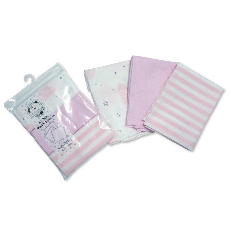 Triple Pack of Muslin Cloths - Pink | Oscar & Me | Baby & Children’s Clothing & Accessories